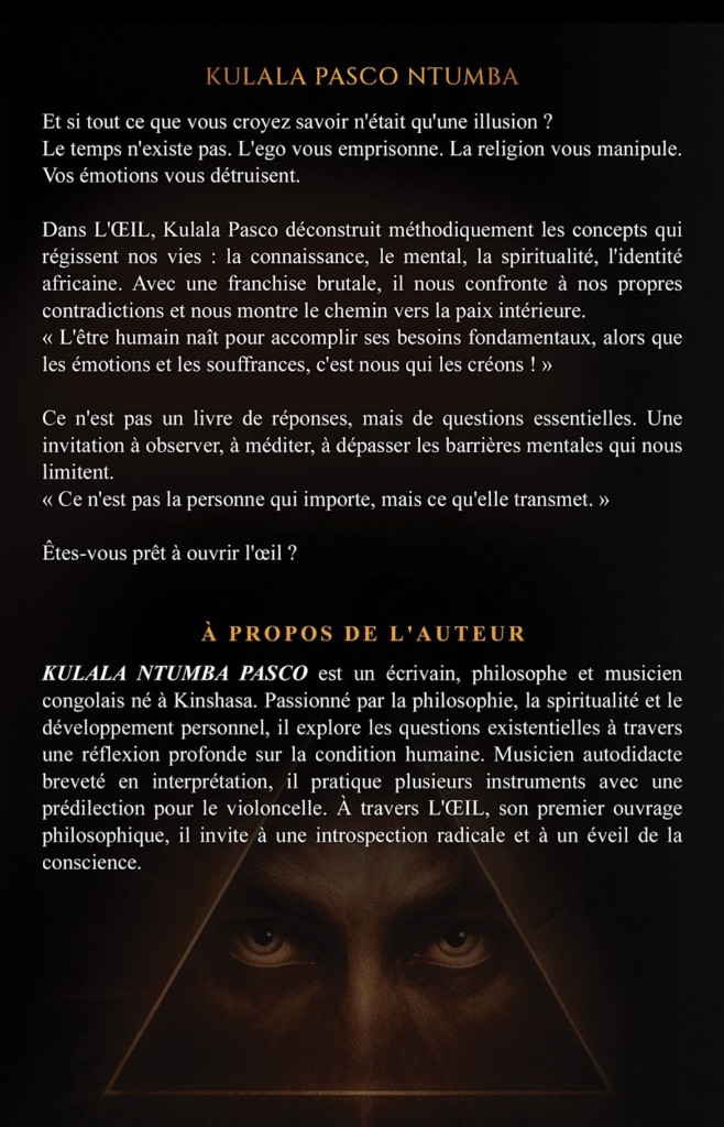 L'ŒIL - Quatrième de couverture - Philosophie africaine